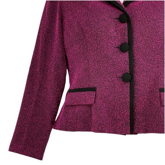 Vintage Three Button Blazer, Pink and Black - Picture 3 of 11